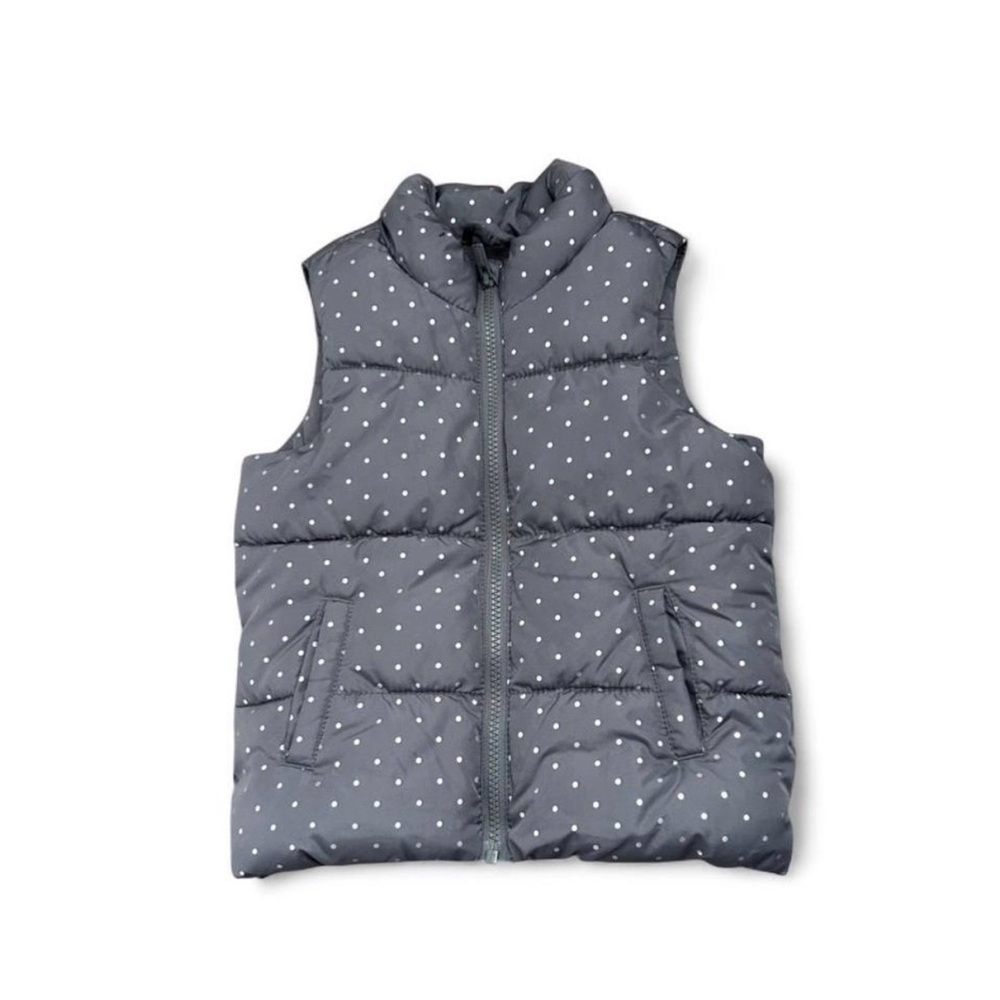 Old Navy Gray and White Polka Dot Vest
